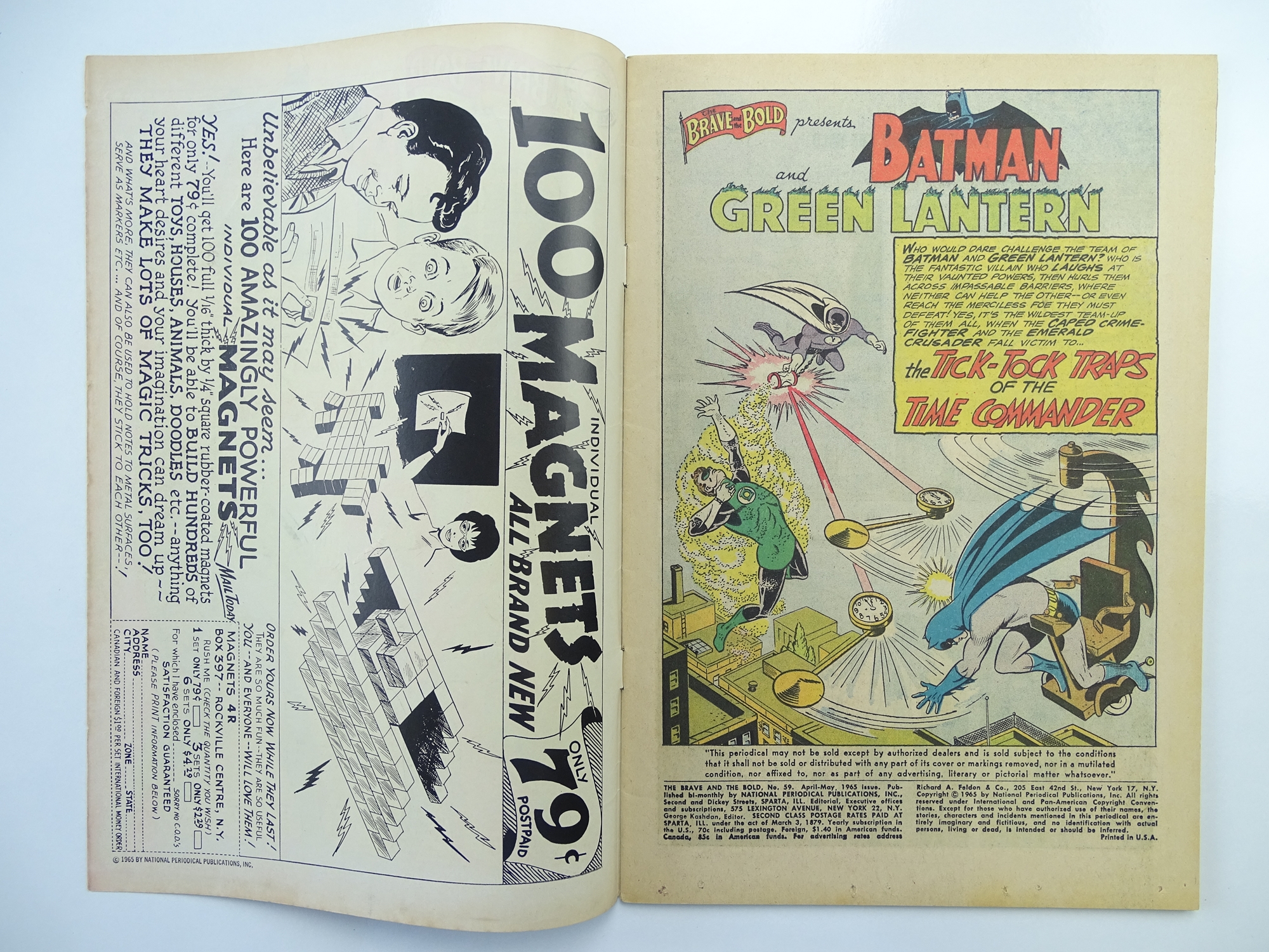 BRAVE & BOLD: BATMAN & GREEN LANTERN # 59 (1965 - DC - Cents Copy) - First Batman team-up of the - Image 3 of 7