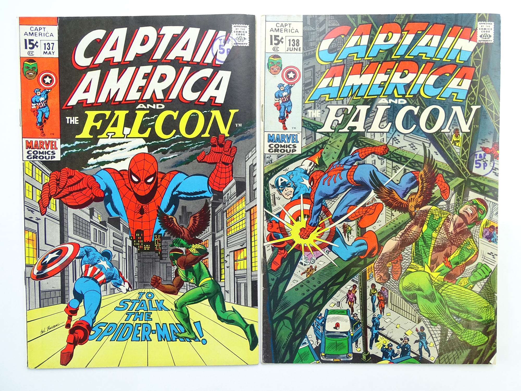 CAPTAIN AMERICA (& FALCON) # 137 & 138 (Group of 2) - (1971 - MARVEL - Cents Copy with Pence