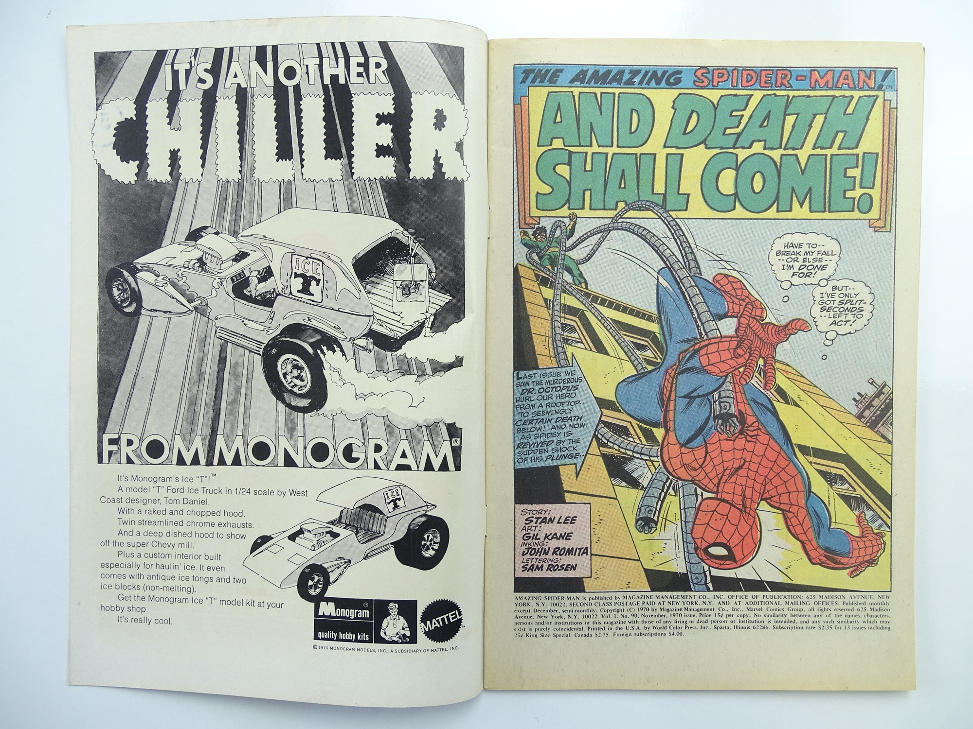 AMAZING SPIDER-MAN # 90 - (1970 - MARVEL - Cents Copy with Pence Stamp) - 'Death' of Captain Stacy + - Image 3 of 7