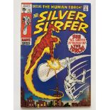 SILVER SURFER # 15 - (1970 - MARVEL - Cents Copy) - Silver Surfer battles the Human Torch with Thing