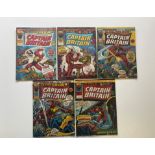 CAPTAIN BRITAIN LOT (Group of 5) - (1976 - BRITISH MARVEL Pence Copy) - First appearance CAPTAIN