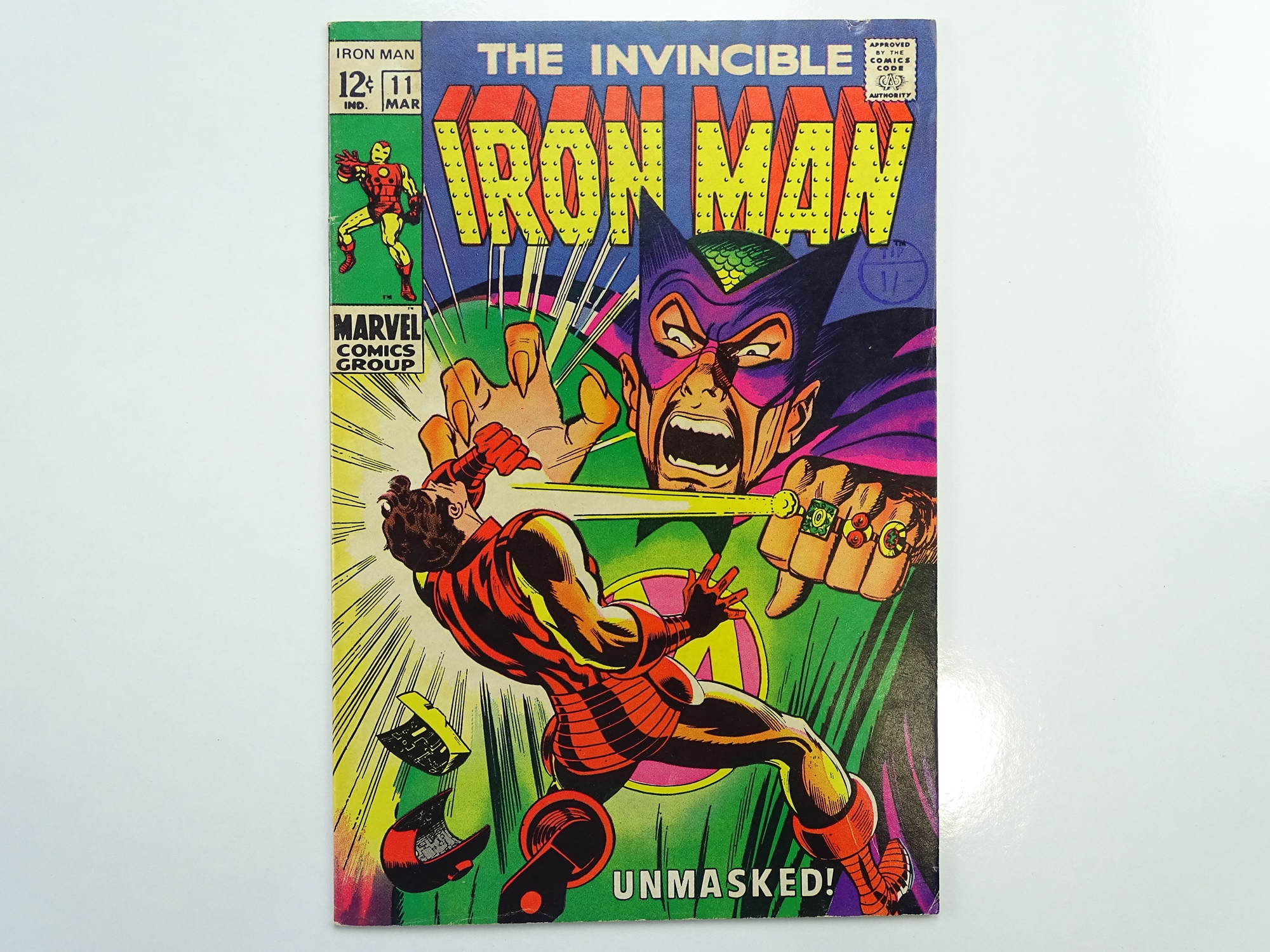 IRON MAN # 11 (1969 - MARVEL - Cents Copy with Pence Stamp) - Iron Man vs. Mandarin - George