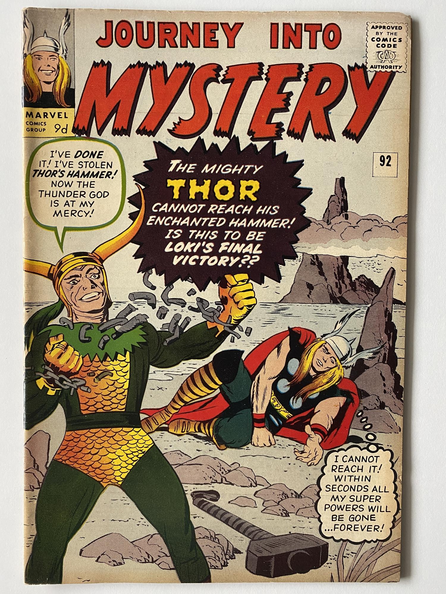 JOURNEY INTO MYSTERY # 92 - (1963 - MARVEL - Pence Copy) - Thor and Loki cover by Jack Kirby + Steve