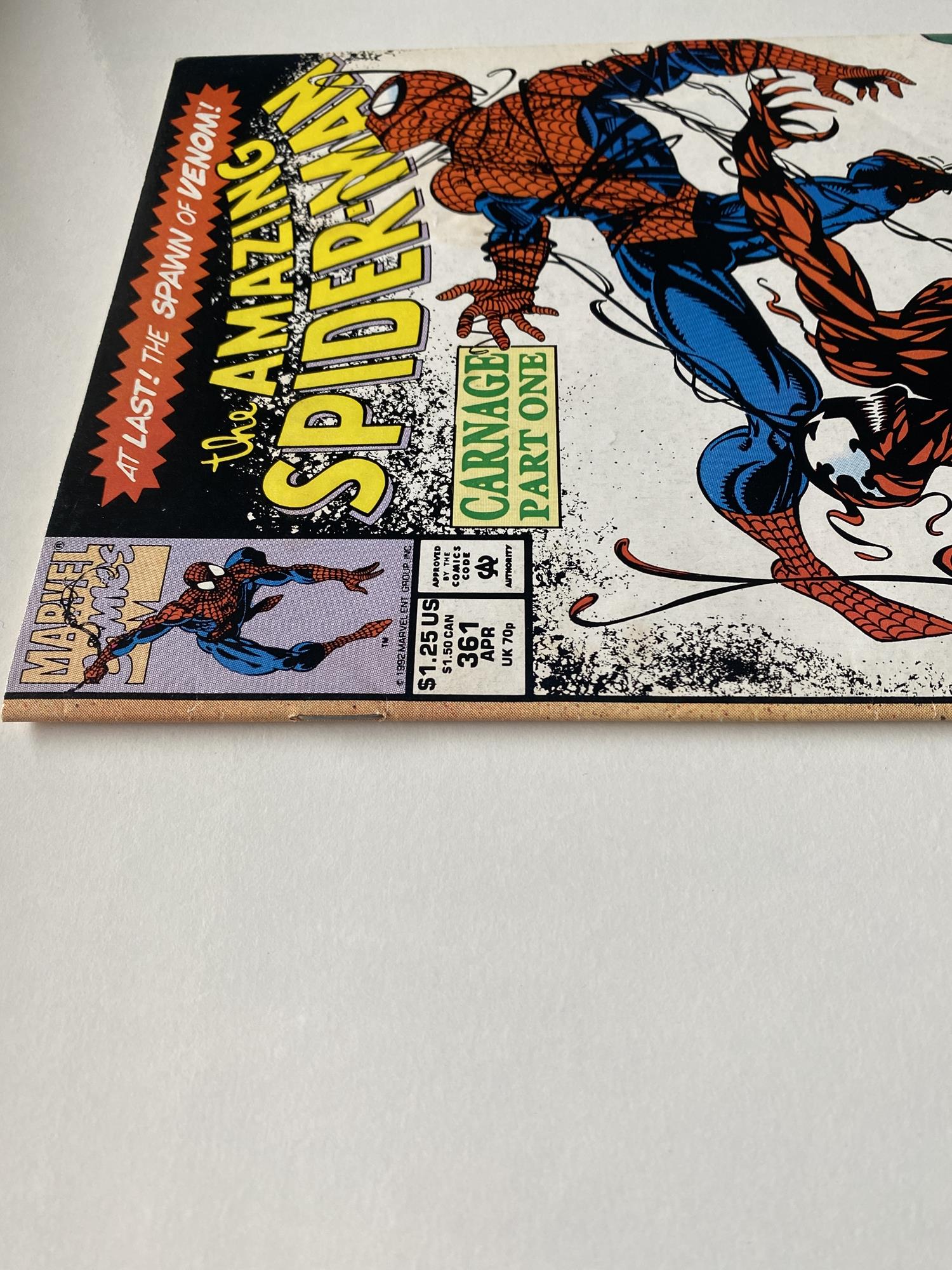 AMAZING SPIDER-MAN # 361 (1992 - MARVEL - Cents/Pence Copy) - First full appearance of Carnage ( - Image 6 of 7