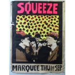 A 30x40 concert poster for SQUEEZE at The Marquee Thursday 14th September 1978 shortly after the