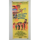 MUTINY ON THE BUSES (1972) Australian Daybill featuring bright, colourful artwork of all the On