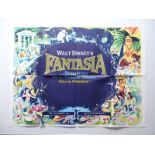 WALT DISNEY: FANTASIA (1968 Release) UK Quad Film Poster - The gold lettering pops on the dark