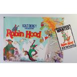 WALT DISNEY: ROBIN HOOD (1982 release) - UK Quad film poster complete with the promotional '