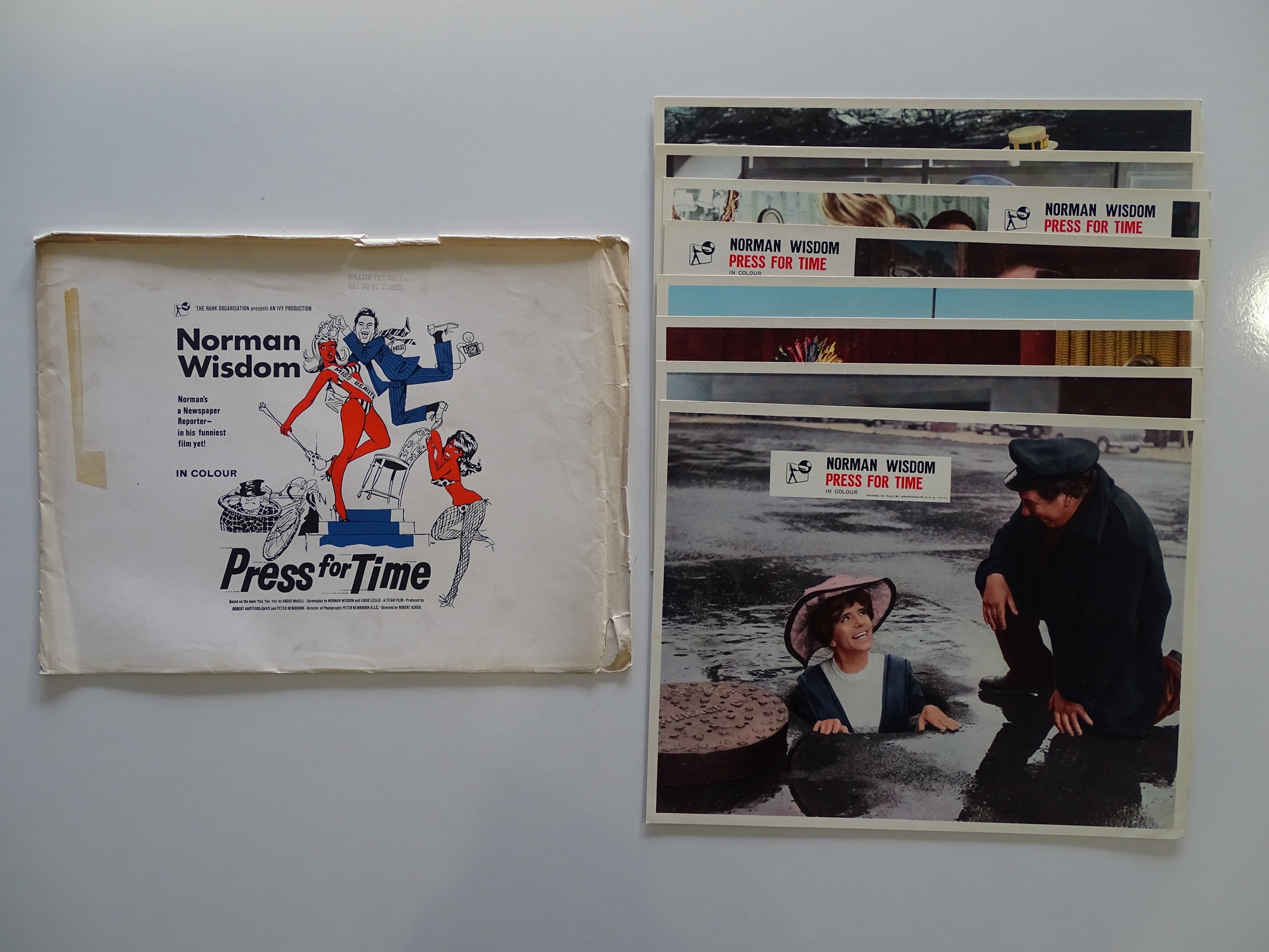 PRESS FOR TIME (1966) - Norman Wisdom - A full set of UK Front of House cards in original envelope