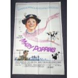 MARY POPPINS (1970's Release) - Large Format British UK (60" x 40") Film Poster - Folded (as