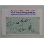AUTOGRAPH: GRACIE FIELDS - British vocalist, comedienne and film star - co-signed autograph page