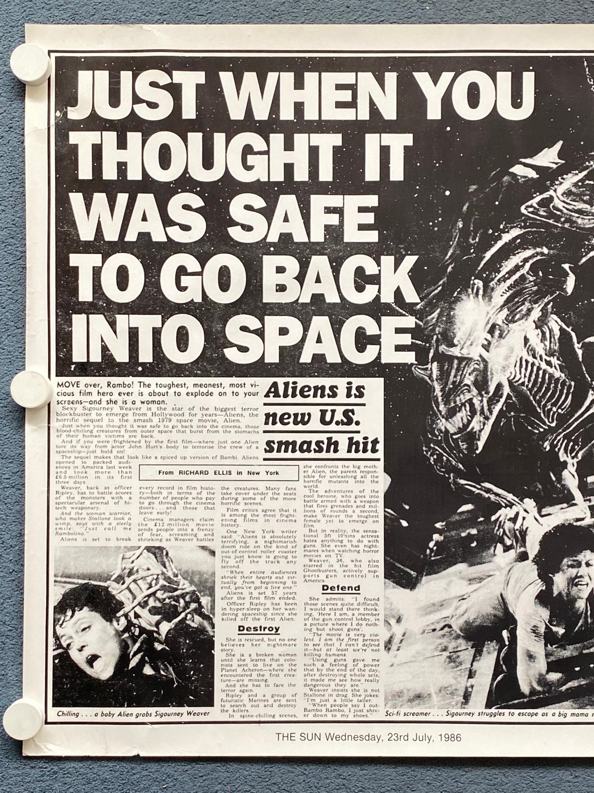 ALIENS (1986) - British UK Quad - 'Newspaper' style artwork - - Rolled (as issued) - Image 2 of 4