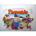 WALT DISNEY: PINOCCHIO: PINOCCHIO (1978) AND (1980s) UK Quad Film Posters - Classic WALT DISNEY