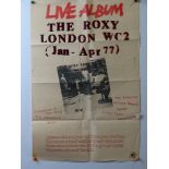 A promotional poster for: THE ROXY LONDON WC2 - a live album of recordings taken from various punk