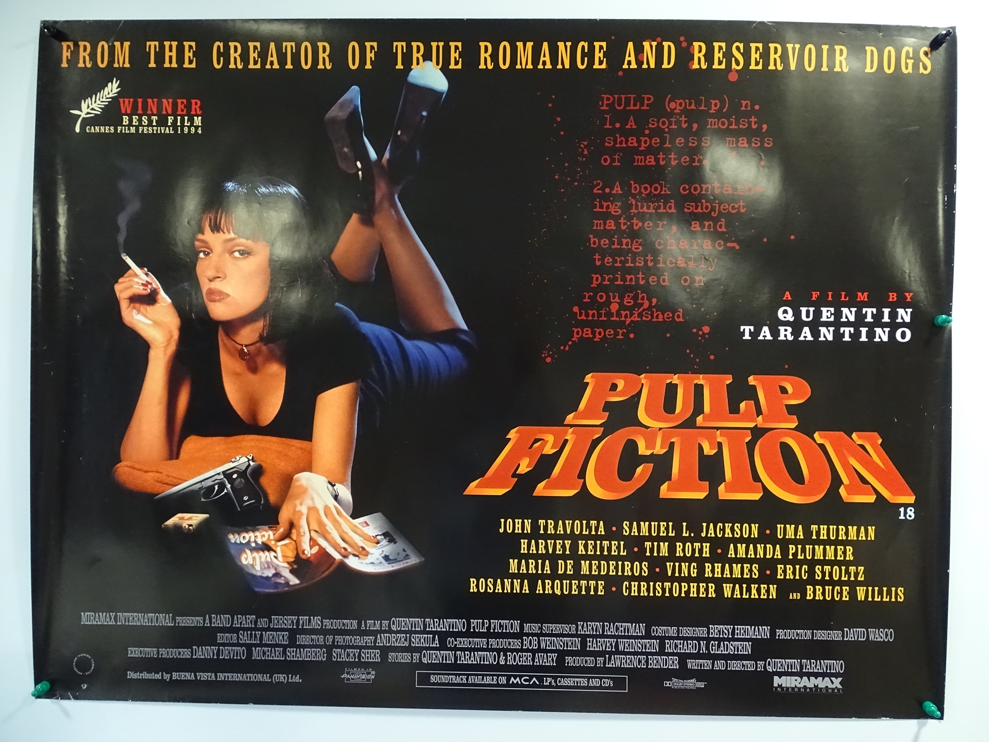 PULP FICTION (1994) -UK Quad - Rolled