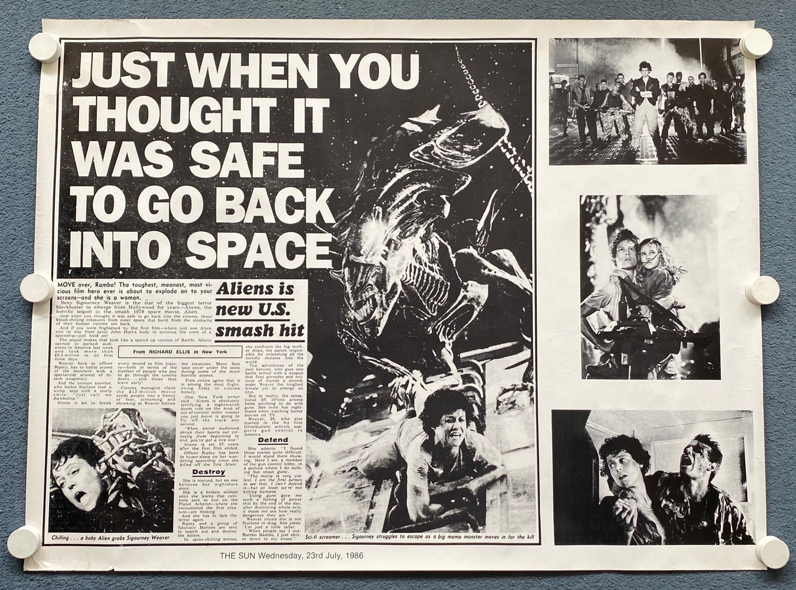 ALIENS (1986) - British UK Quad - 'Newspaper' style artwork - - Rolled (as issued)