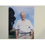 AUTOGRAPH: SIR DAVID ATTENBOROUGH - Broadcaster and natural historian - A pair of signed 10" x 8"