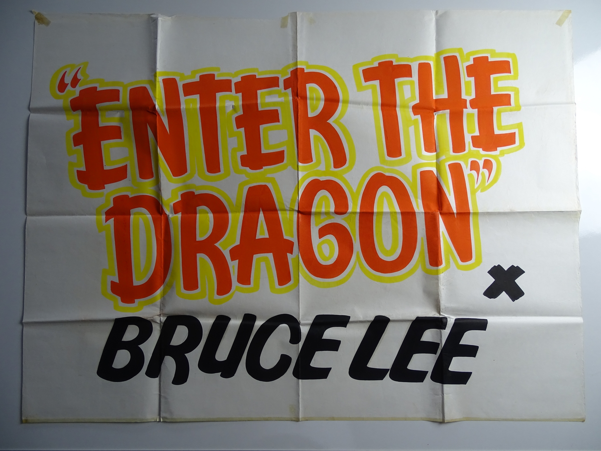 ENTER THE DRAGON (1976) : BRUCE LEE - hand painted UK Quad cinema poster