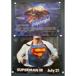 SUPERGIRL & SUPERMAN III (2 in Lot) - Two British UK Quads for SUPERGIRL (1984) + SUPERMAN III (