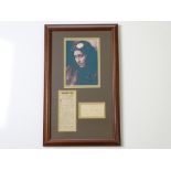 AUTOGRAPHS: AMY JOHNSON - A mounted photograph, newspaper article and signed index card - framed and