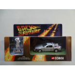 BACK TO THE FUTURE: A Corgi diecast DeLorean Time Machine with Doc Brown figure - signed by LEA