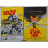 A group of three UK Quad film posters: VIGILANTE FORCE / DEVIL WITHIN HER (1976) double bill, THE