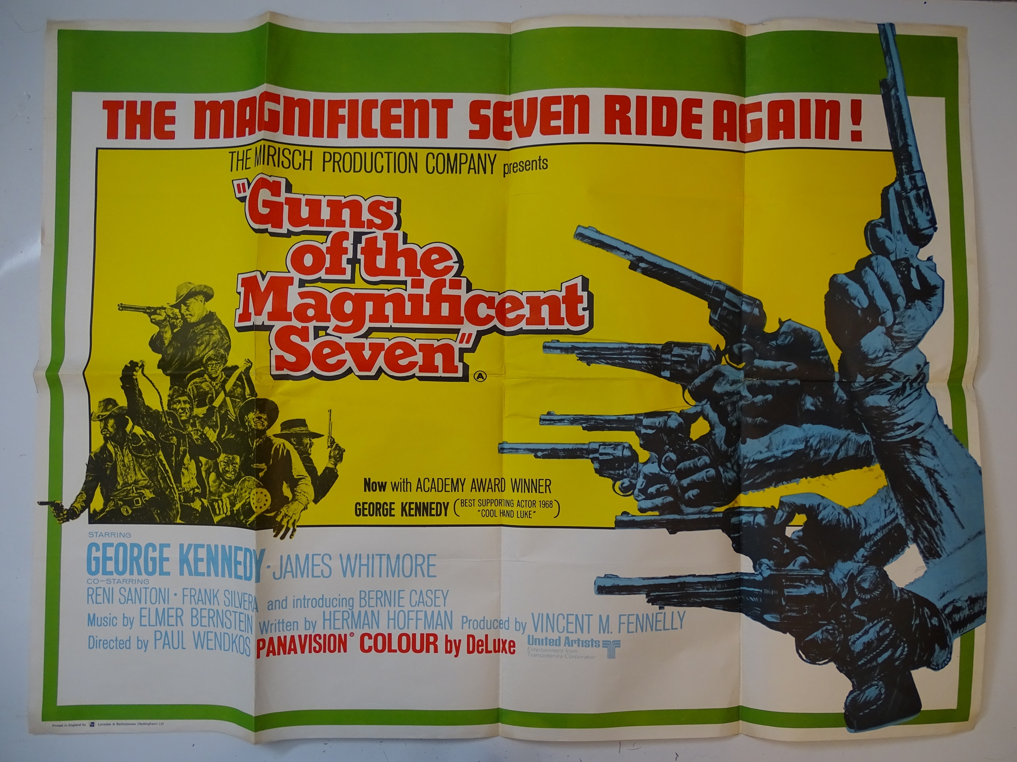 GUNS OF THE MAGNIFICENT SEVEN (1969) - All folds have been tape reinforced on the back, one small