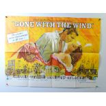 GONE WITH THE WIND (1970's Release) UK QUAD Film Posters X 2 - ONE WITH TEARS and damp damage ONE