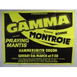 GAMMA concert poster for Hammersmith Odeon - 8th March 1981 - guest artist PRAYING MANTIS