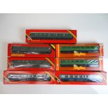 OO SCALE MODEL RAILWAYS: A group of mixed coaches