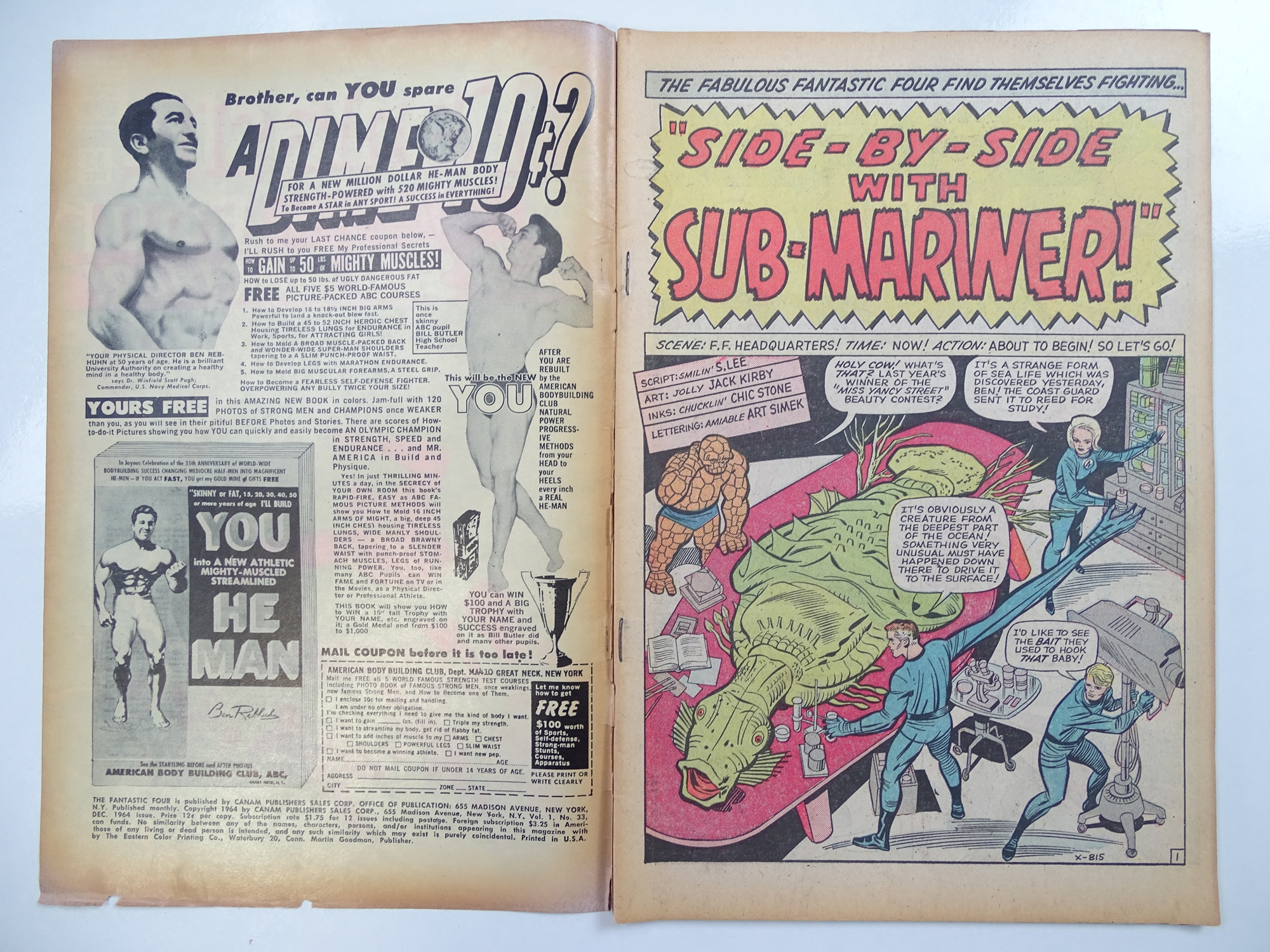 FANTASTIC FOUR #33 - (1964 - MARVEL - UK Cover Price) - First appearance of Attuma + Sub-Mariner - Image 3 of 6