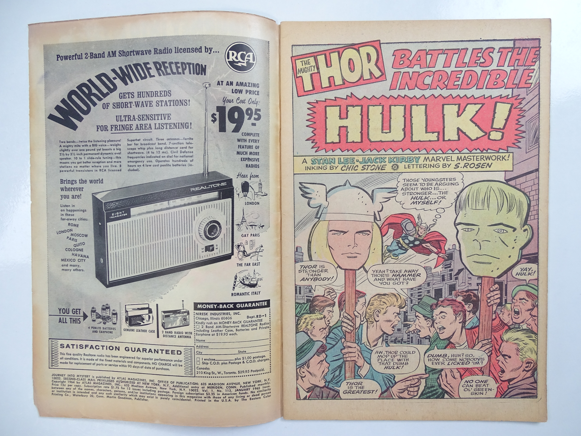 JOURNEY INTO MYSTERY #112 - (1965 - MARVEL - UK Cover Price) - Classic Hulk vs. Thor cover and story - Image 3 of 6
