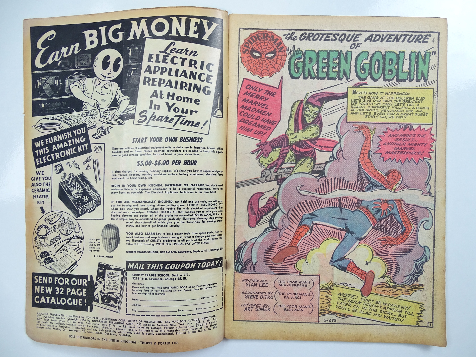 AMAZING SPIDER-MAN #14 - (1964 - MARVEL - UK Price Variant) - First appearance of Green Goblin + - Image 3 of 6