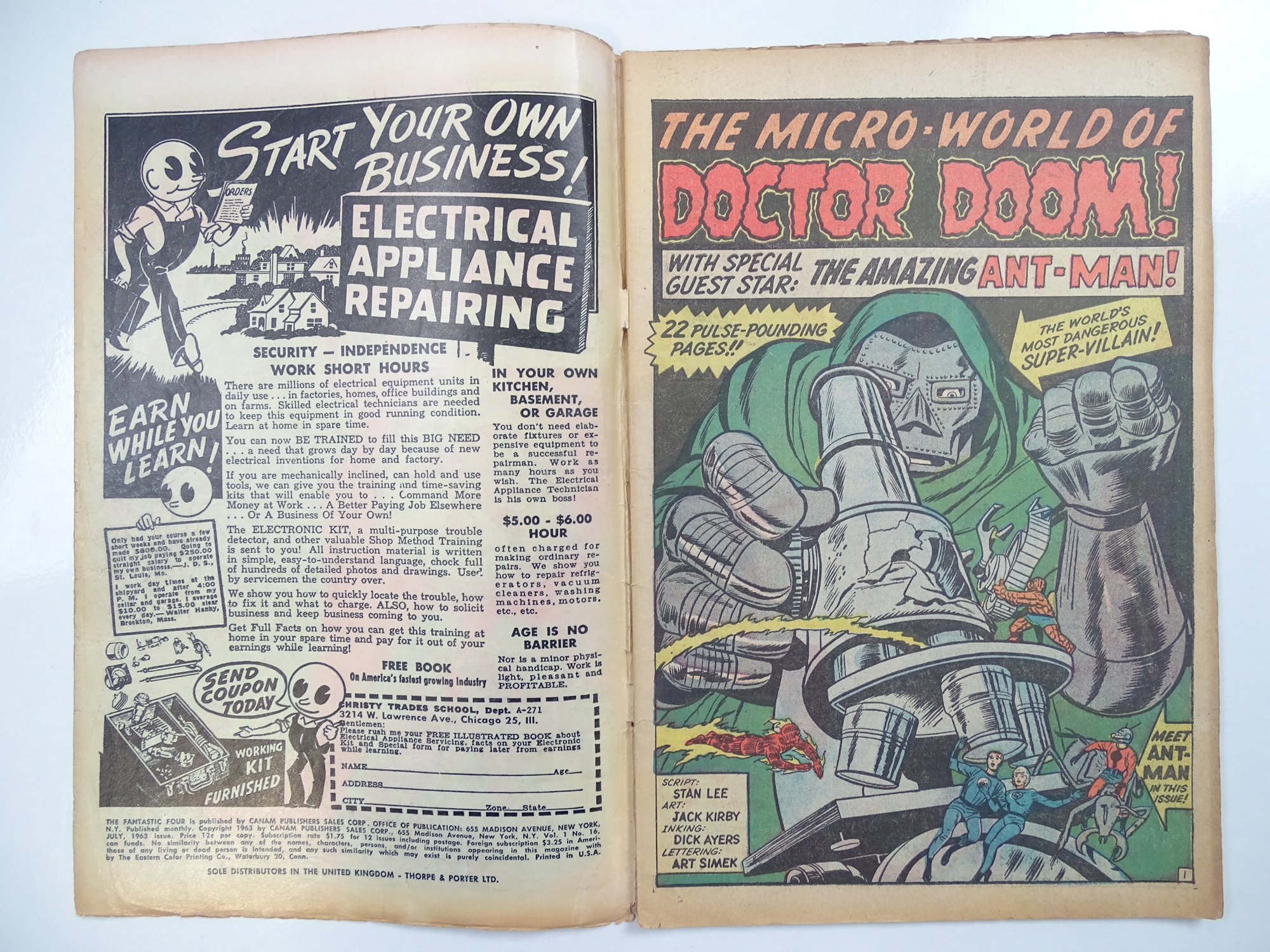 FANTASTIC FOUR #16 - (1963 - MARVEL - UK Price Variant) - Ant-Man's first crossover + Doctor Doom - Image 3 of 6