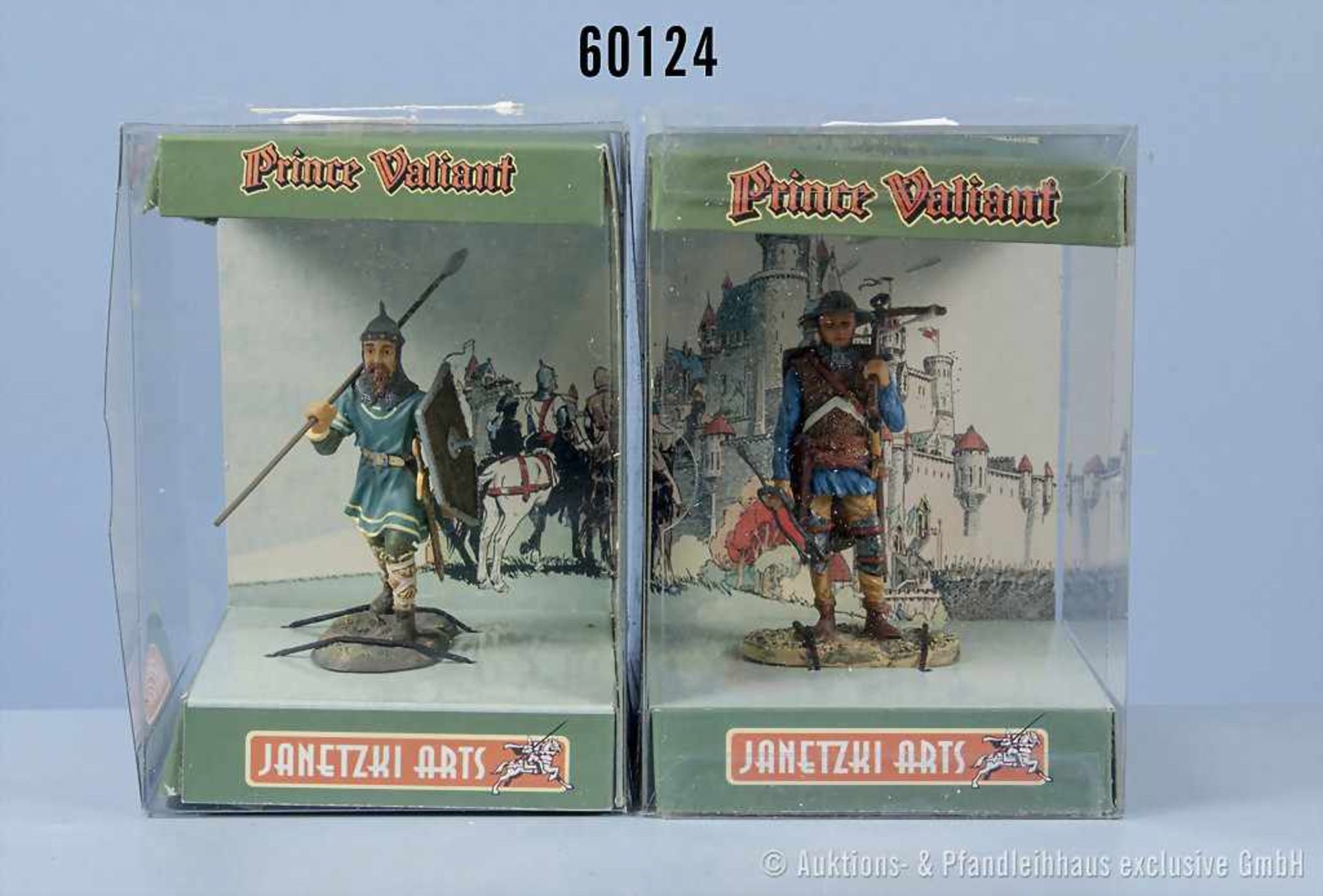 Konv. 2 Janetzki Prince Valiant Figuren, Sigmar und Armbrustschütze, Resinausf., handbemalt, 7 cm