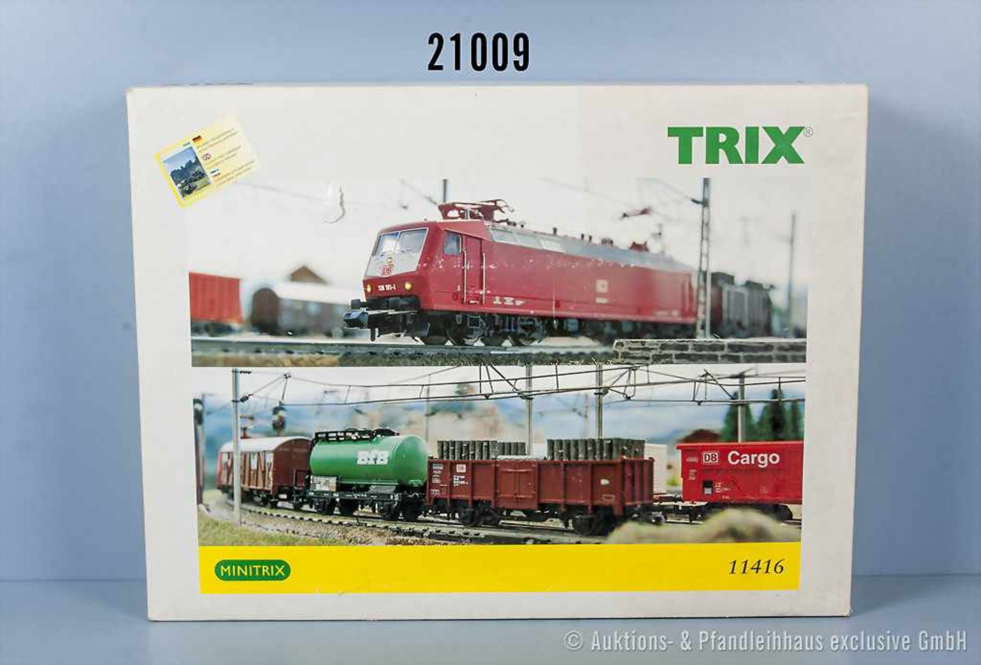 Minitrix Spur N 11416 Startpackung Güterzug, dabei E-Lok der DB, BN 120 159-9, lt. OVP mit