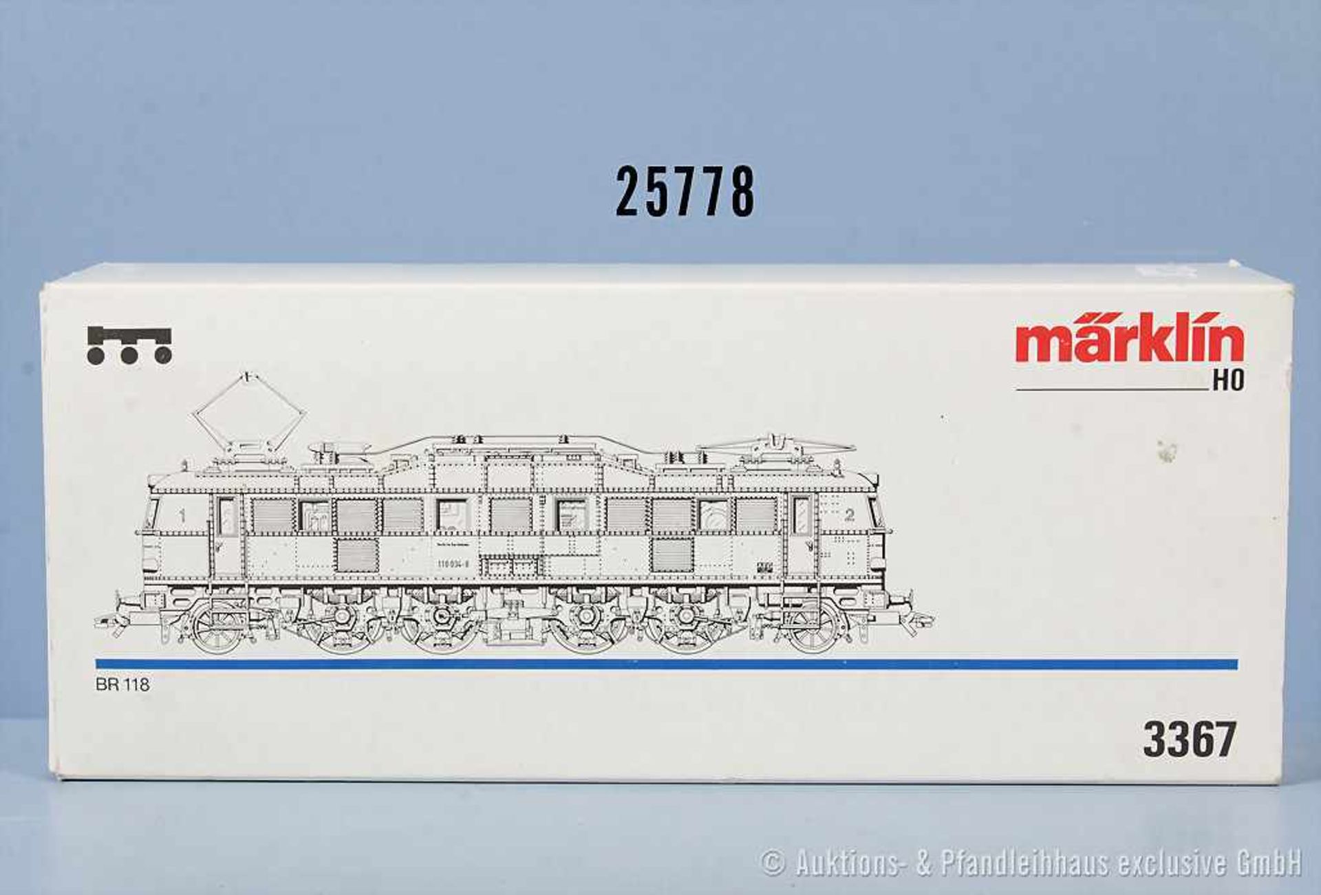 Märklin H0 3367 E-Lok der DB, BN 118 034-8, Zustand 1-2, in OVP, OVP mit Lagerspuren