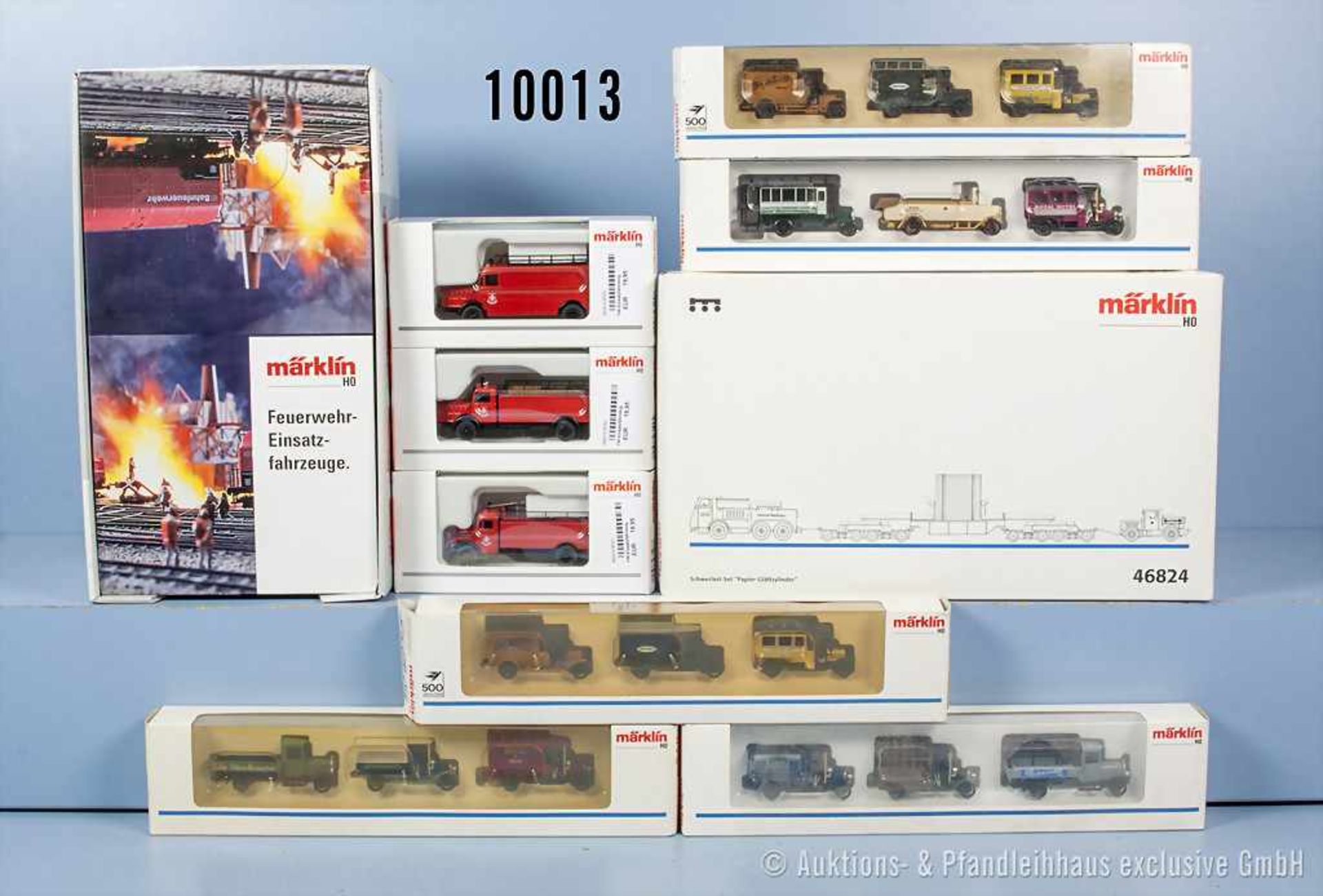 Konv. 18 Märklin H0 Modellfahrzeuge, Set-Packung 46824 sowie Händler-Leerkarton 00784,