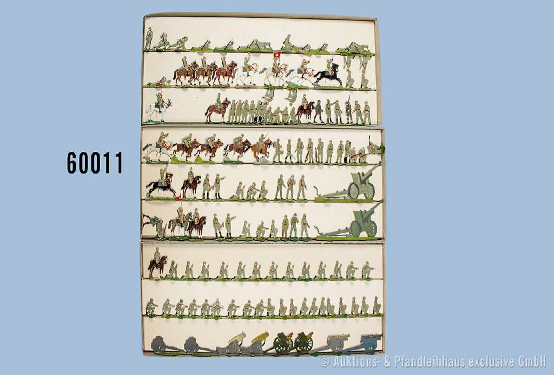 Konv. über 120 Hofmann/Zürich Zinnfiguren, Schweizer Armee 1939, teilweise versch. Darstellungen,