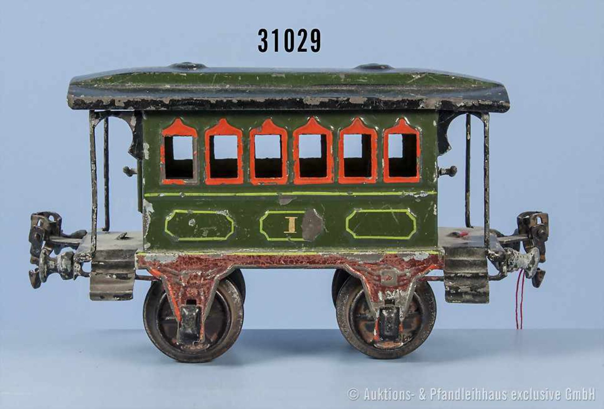 Märklin Spur 1 1807 Personenwagen, lack. Blechausf., 2 Angeltüren zum Öffnen, 2-A, L 17,5 cm,