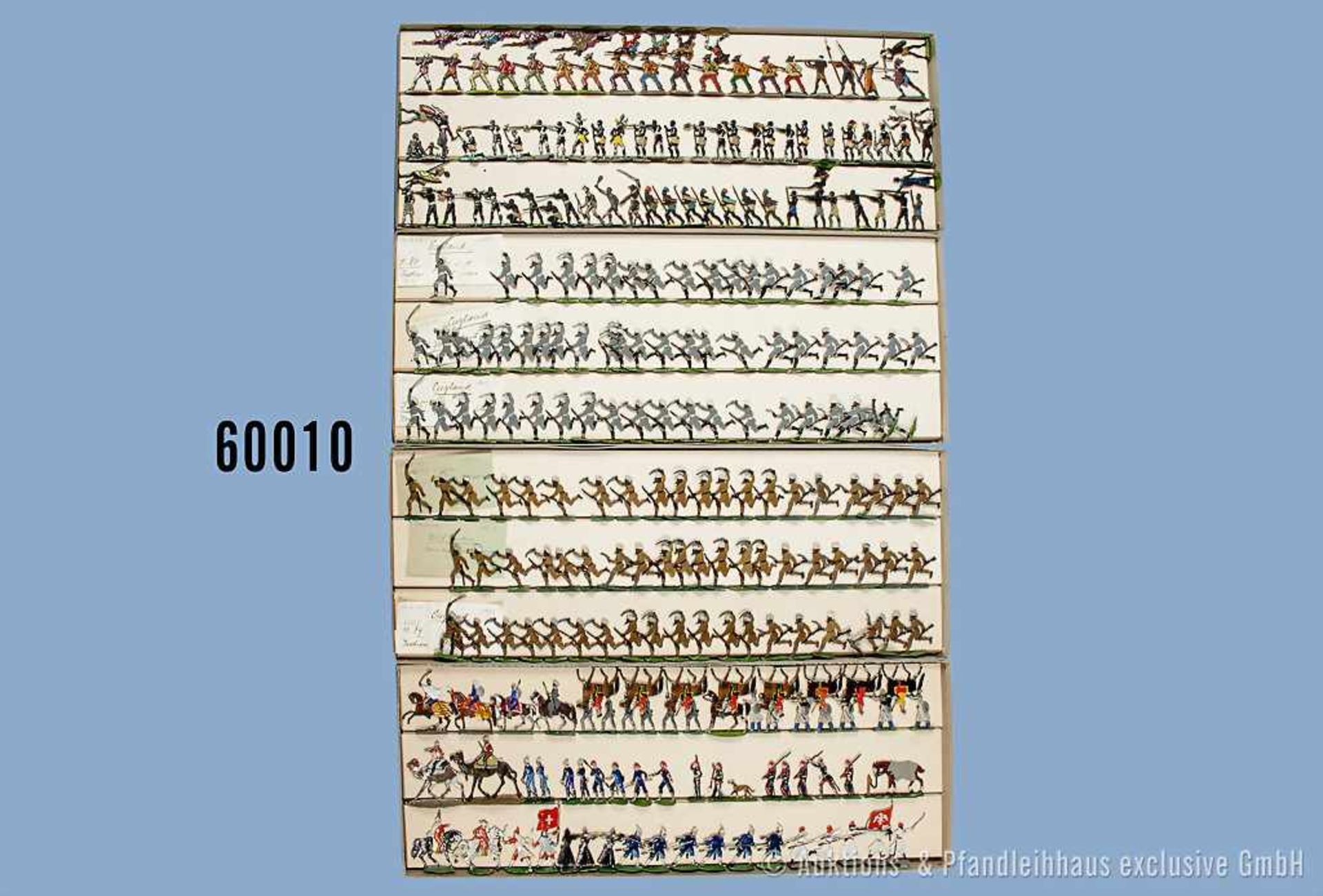Konv. über 260 Heinrichsen Zinnfiguren, dabei Inder, Türken, Polen 19. Jahrhundert, Buren und