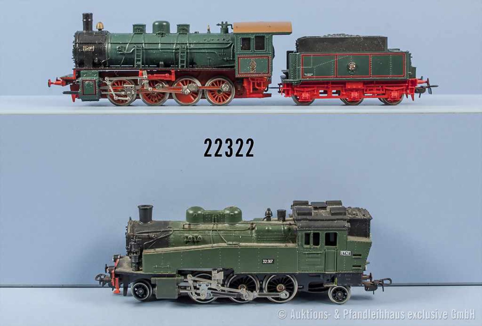 Konv. 2 Piko H0 Lokomotiven, dabei Schlepptenderlok der KPEV, BN 5216, Achsfolge D, Tender 3-A (