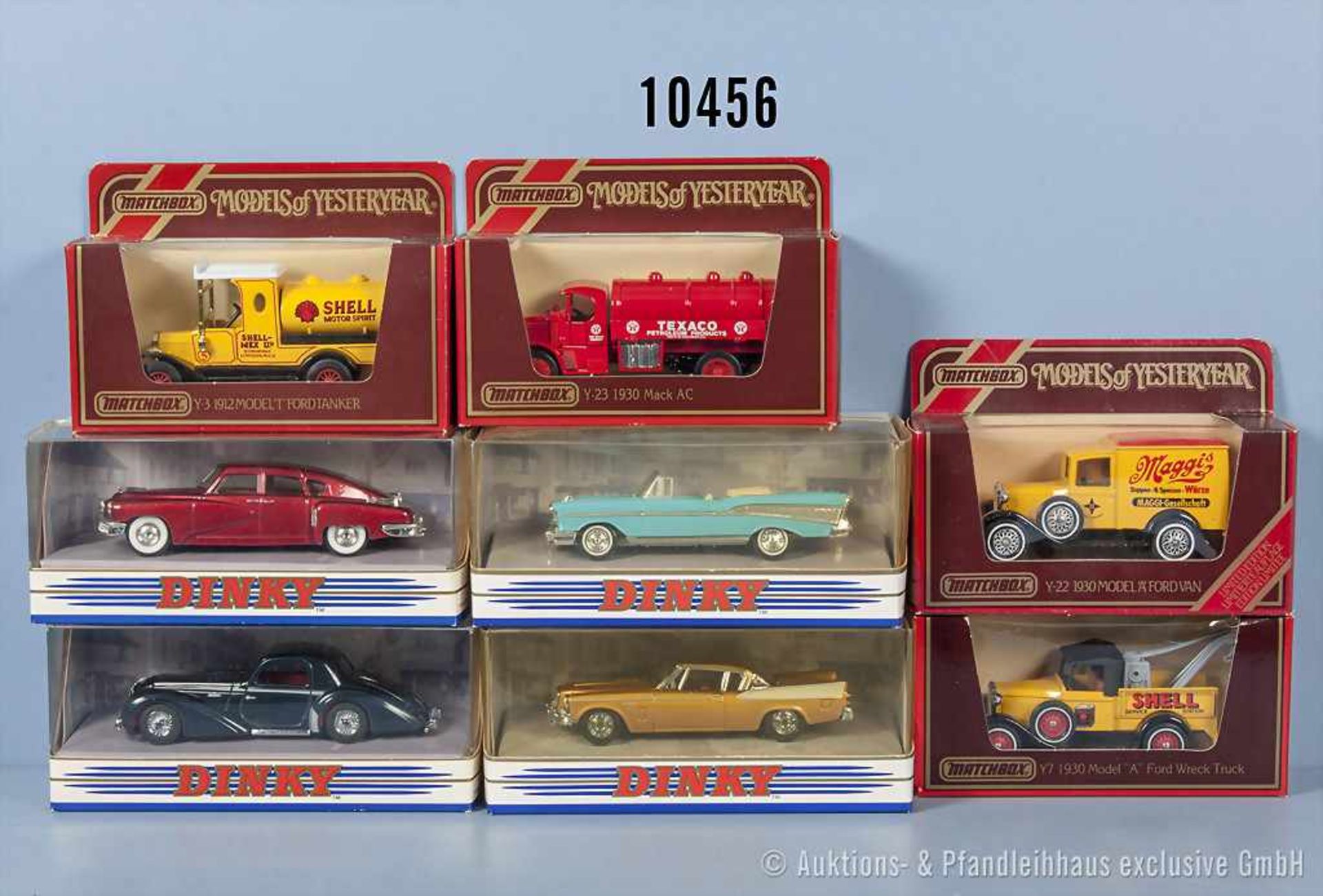 Konv. 8 Modellfahrzeuge, 4 x "The Dinky Collection" und 4 x Matchbox MoY, dabei Delahaye 145, Tucker