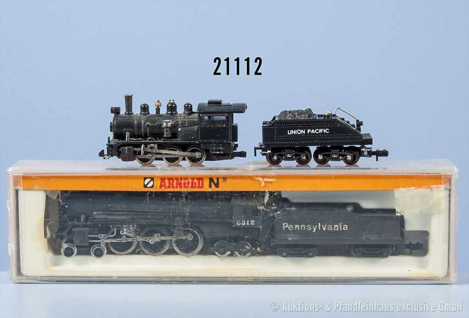 Konv. 2 Arnold rapido Spur N Lokomotiven, dabei 0229 Schlepptenderlok der "Pennsylvania", BN 5312,