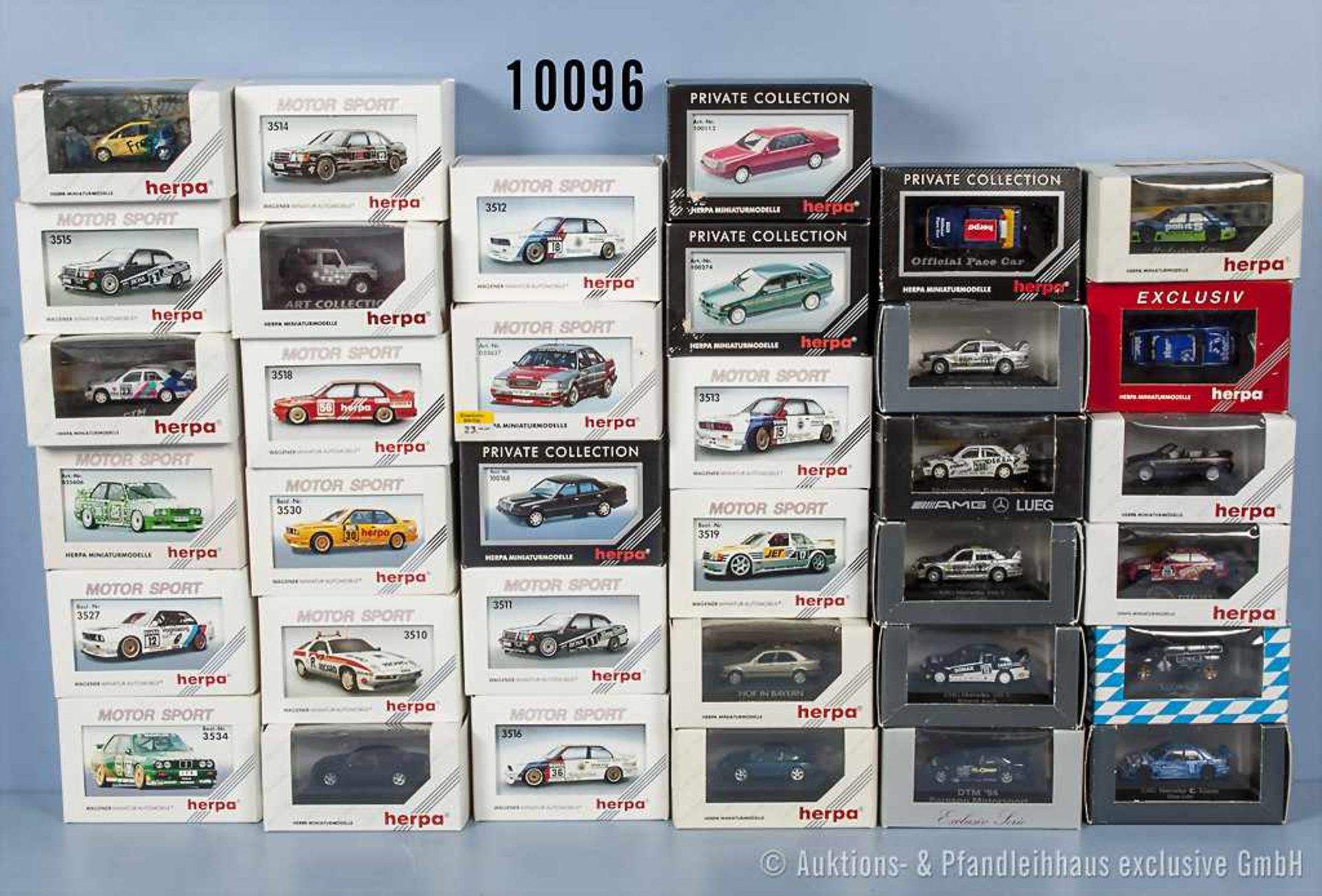 Konv. 35 Herpa H0 Modellfahrzeuge, dabei Sportwagen, Rallyewagen, Pkw usw., sehr guter bis