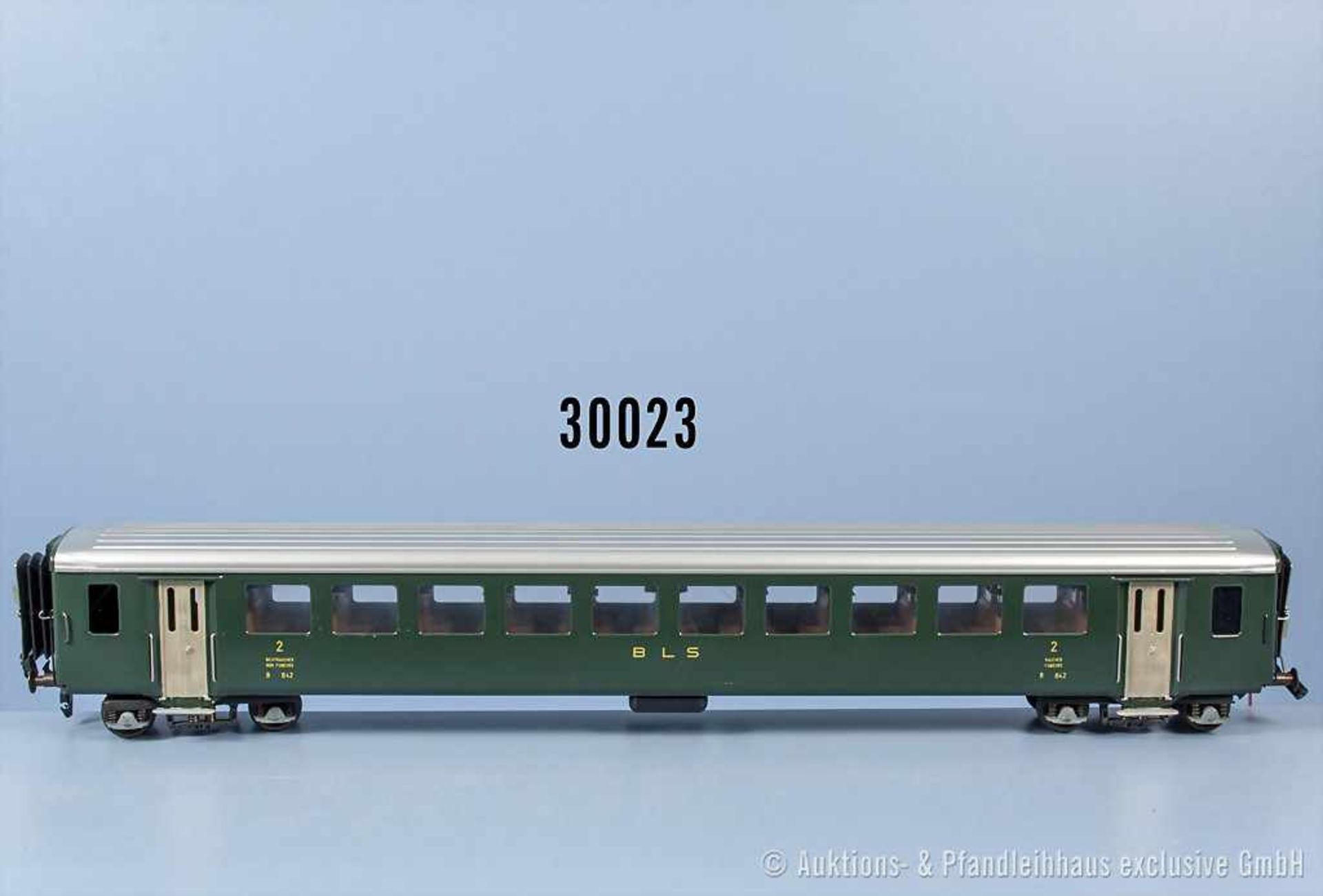 W. Hermann Spur 0 D-Zug-Personenwagen, lack. Metallausf., Zustand 2, verschmutzt, 1 Fenster