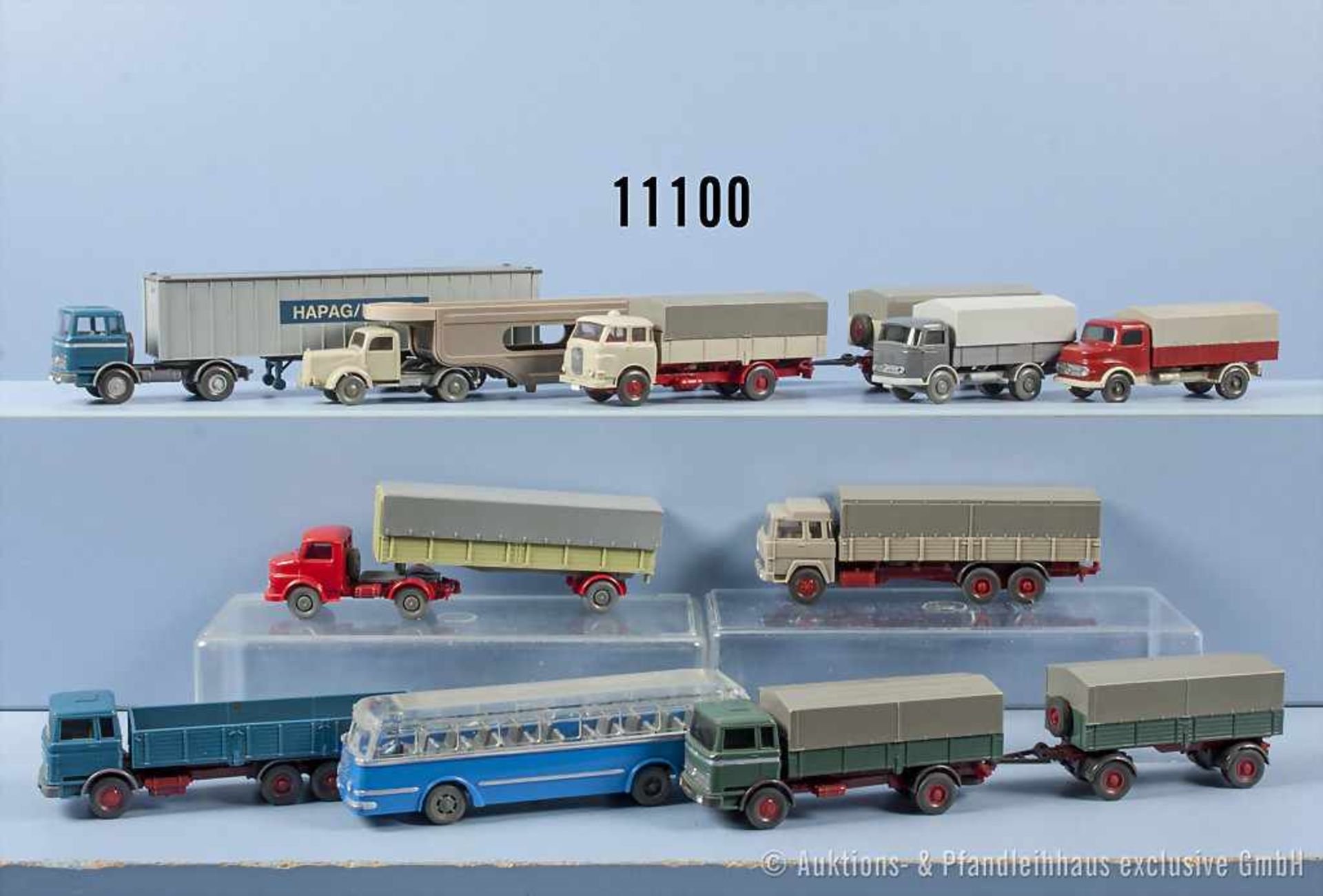 Konv. 10 Wiking H0 Modellfahrzeuge, u. a. 614/2, 627, 633/2, 634/2, 709, 823/1, 856 usw.,