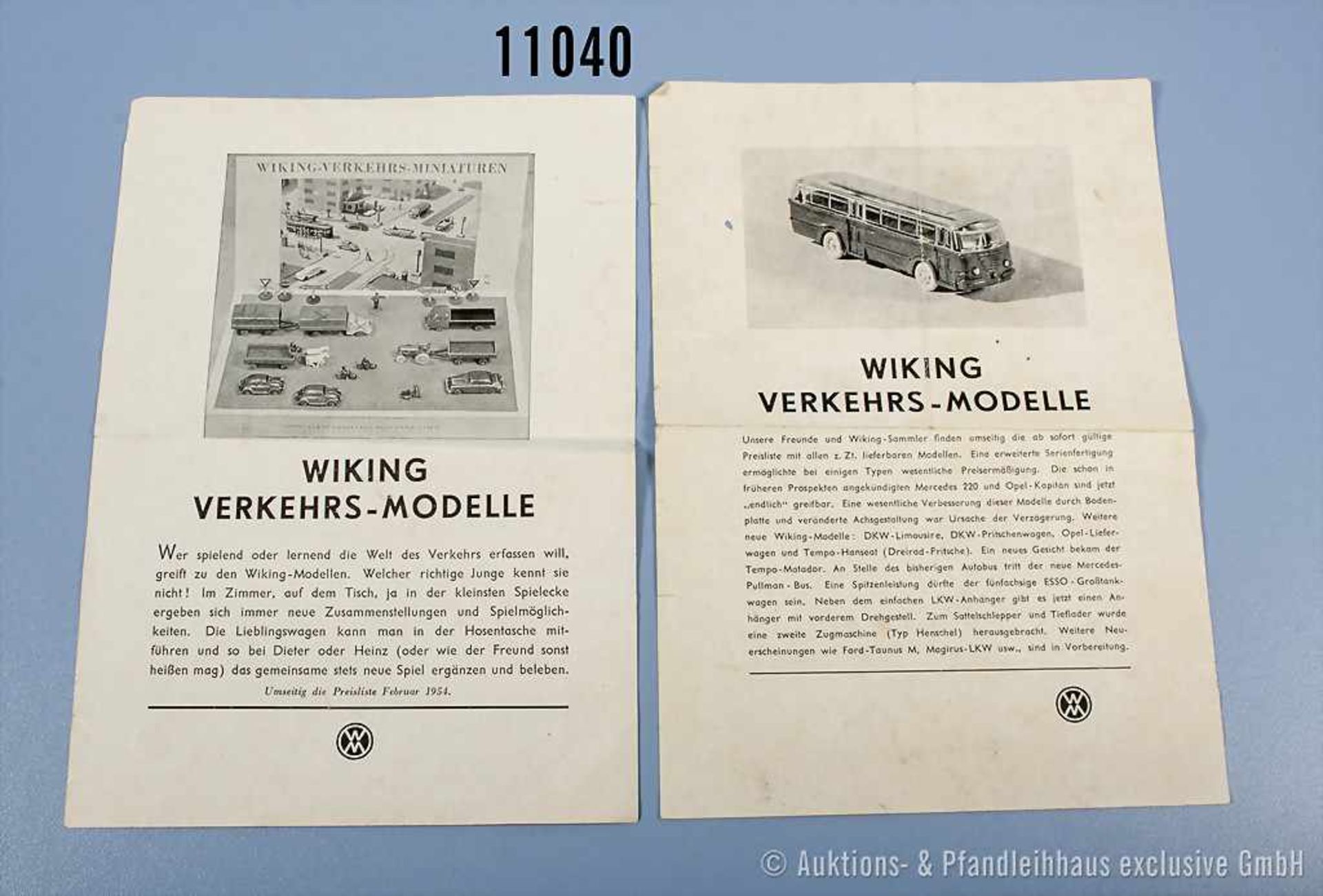 Konv. 2 original Wiking Preislisten, 1953/2 A und 1953/4 C, vereinzelt beschriftet und beschädigt,