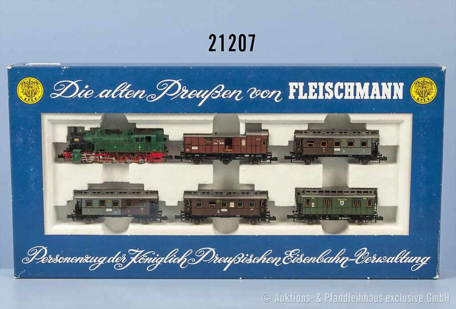Fleischmann piccolo Spur N 7881 Personenzug der KPEV, dabei Tenderlok, BN 8164, Achsfolge E, 3