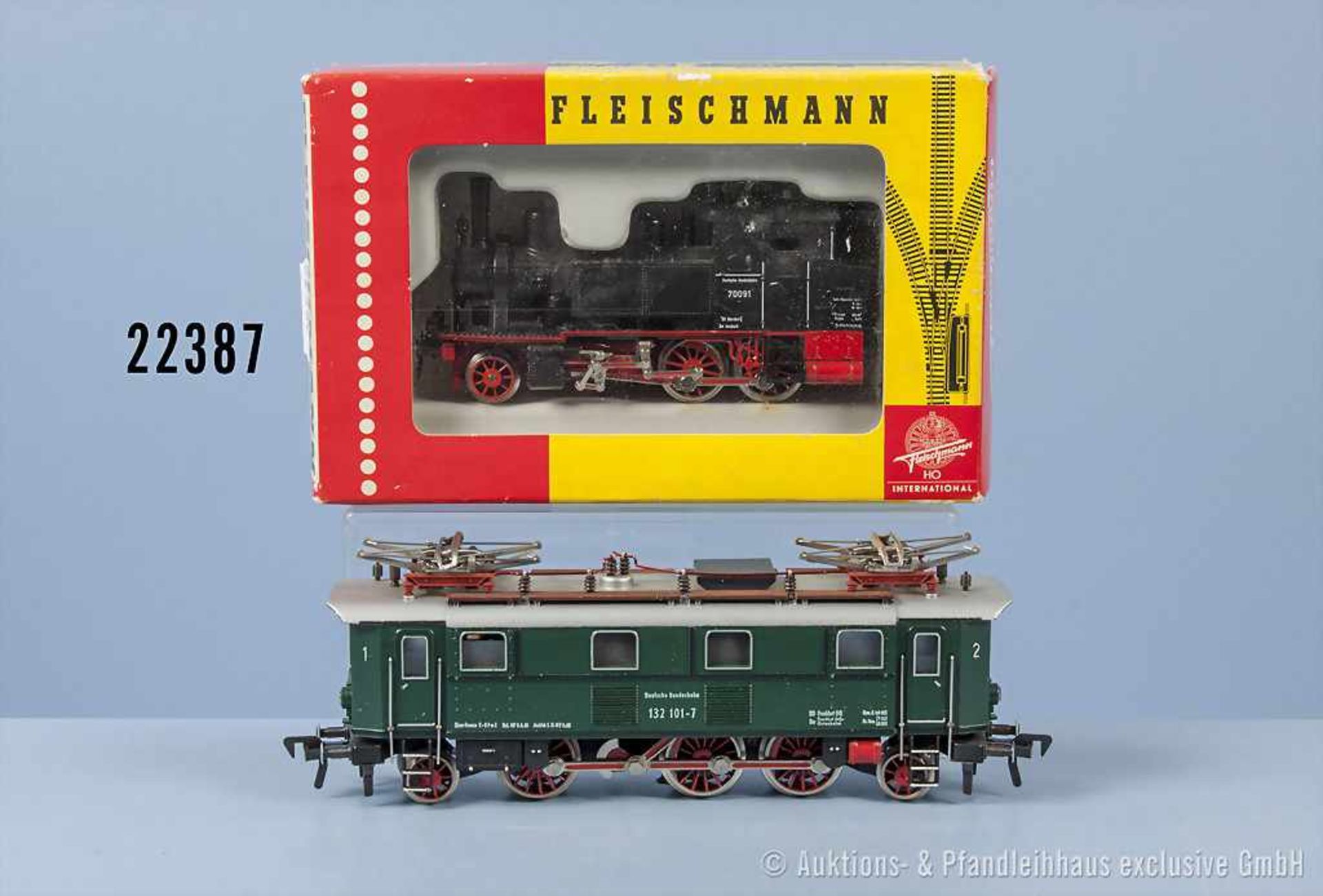 Konv. 2 Fleischmann H0 Lokomotiven, dabei 1316 Tenderlok der DB, BN 70 091, Achsfolge 1'B und E-